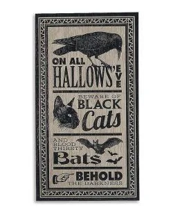 Antikes Halloween Schild "Hallows Eve" 46x24cm